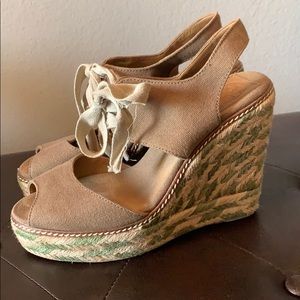 Tory Burch espadrille style wedges size 8m.